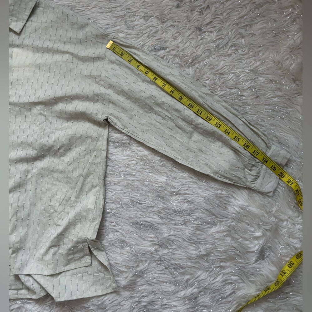 LARA Light Green Women’s Eyelet Oversized Button-Front Shirt Size M - Picture 12 of 16